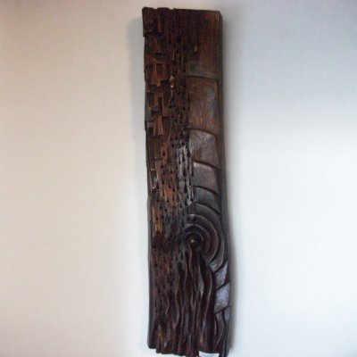Sculptura Lemn de stejar, basorelief, 81 x 19 cm - Geneză IV