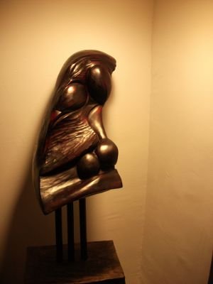 Sculptura Lemn de nuc,100 cm - Maternitate X